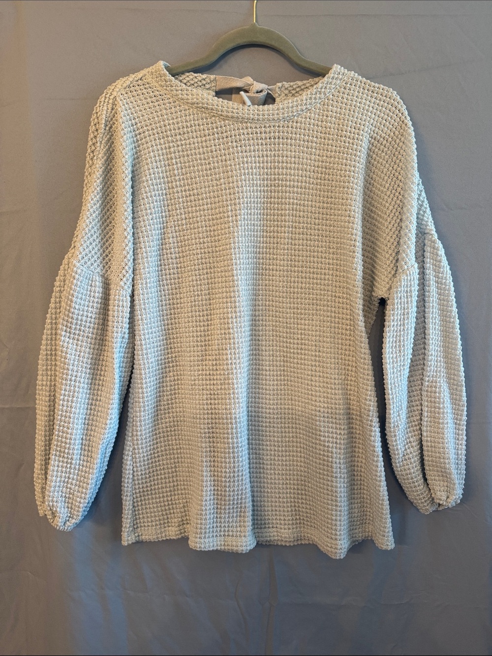 new directions baby blue waffle knit tie-back top